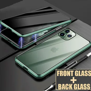 Magnetni 360 Zasebnosti Zaščitna torbica za iPhone 11 7 8 XS MAX XS XR Primeru Anti-Spy Steklo Ohišje za iPhone 11 Pro 6S 7 8 11 Pokrov