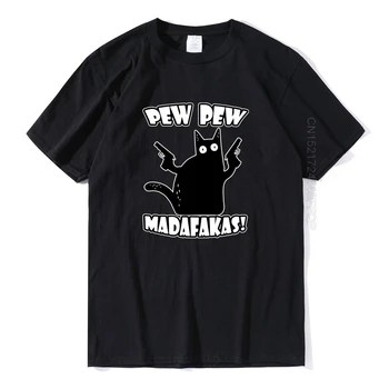 Majica Mačka Pew Pew Moških Smešno Tshirt Mačka Grafika Mens Bombaž Posadke Vratu T-Shirt Kratek Rokav Priložnostne Tiskanih Vrhovi