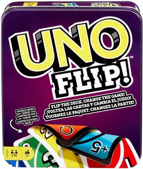 Mattel Igra UNO : Flip & Dos Tin Zabavno Igro Krovu Visoko Zabavno Multiplayer Igra Igrače, Igre s kartami Uno Puzzle Kartico igrače