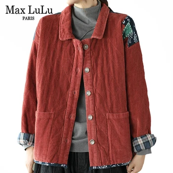 Max LuLu Kitajski Luksuzne blagovne Znamke Ženska Letnik Prešite Coats Gospe Priložnostne Velvet Zimske Jakne Prevelik Cvetlični Toplo parkas