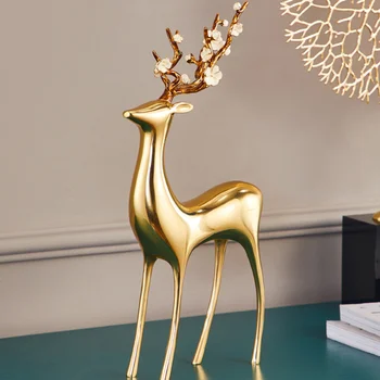 Medenina Jelena Kip Baker Elk Figur Zlati Buck Kiparstvo Dekoracijo Doma Dekor Letnik Kovinski Živali Okras Božično Darilo