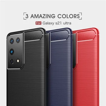 Mehko Ogljikovih Vlaken Ohišje Za Samsung Galaxy S21 Ultra Primeru S20 Plus FE Opomba 20 Ultra 10 Lite mobilnega Telefona Odbijača Za Samsung S21 5G
