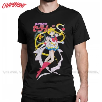 Men je Super Sailor Moon T Shirt Anime Sailormoon Bombaž Oblačila Duhovit Kratkimi Rokavi, Posadke Vratu Tees Klasičnih T-Majice