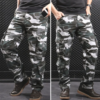 Mens Tovora Hlače Priložnostne Vojaško Maskirno Vojske Oblačila Plus Velikost Svoboden Multi-žep Kombinezona Joggers Hip Hop Homme Hlače