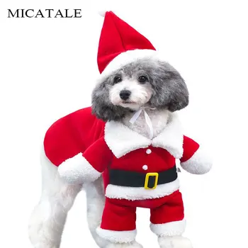 MICATALE 2021 Nove Božič Ljubljenčka Psa Kostume, Smešno Mačka Božiček Kostum Psi Pozimi Topla Oblačila Chihuahua Pug Pet Oblačila
