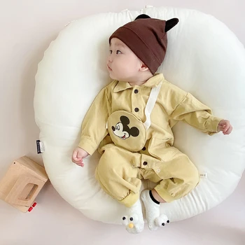 Mickey Nov Baby Girl Boy Oblačila Z Dolgimi Rokavi Splošno Jesen Pomlad Moda Novorojenega Dojenčka Romper Jumpsuit Bombaž Malčka Obleke