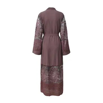 Moda Dolgo Obleko Vezenje Šivanje Čipke Jopico Muslimanskih Abaya Obleko Dolgih Oblačilih Udobno Dolgimi Rokavi Ženske Oblačila