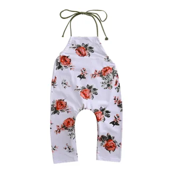 Moda Poletje Baby Toddler Cvet Povodcem Romper brez Rokavov Čipke Jumpsuit Sunsuit Oblačila