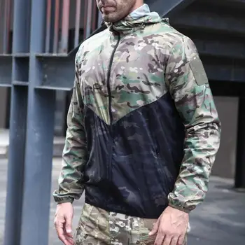 Moda Vojaško Taktično Hooded Prikrivanje Kože Oblačila Prostem Jakna SoftShell Človek Windbreaker Hooded Camo Lov Oblačila