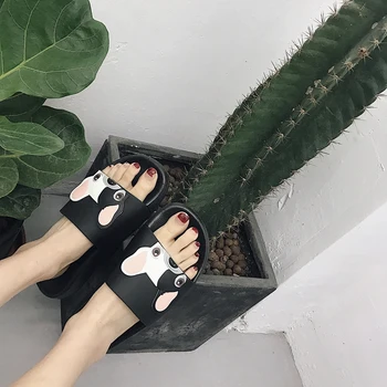 Moda Za Ženske Poletje Strani Risanka Pes Plaži Copate Stran Sandali Kopanje Čevlji Sandalias Ženske Japonke Zapatos Mujer