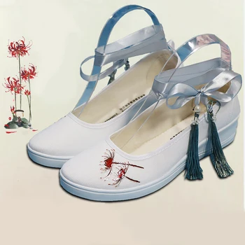 MoDao ZuShi Jiang YanLi Cosplay Čevlji Stari kostum, čevlje Čipke-up Ples čevlji Tiskanje Enakonočje Cvet