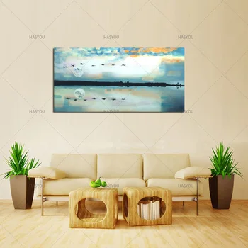 Moderno Slikarstvo Ročno Povzetek Čudovite Pokrajine, Oljna slika na Platnu Steno Sunset Seascape Slike Dnevna Soba Dekor