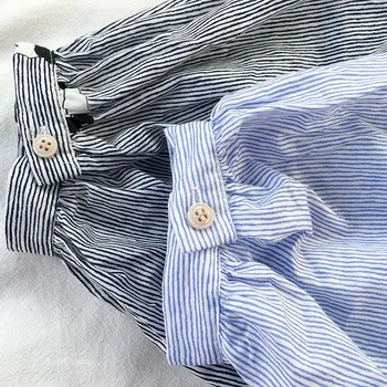 Modra Mid-sleeved ženskih Oblačil O Vratu Vrana Natisnjeni Luč Rokav Gumb Bluzo Preprosta Modna 2020 Pomlad Poletje Majica Nova
