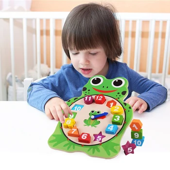 Montessori Lesene Igrače Število Pismo Sestavljanke Žaba /Owl Ura Otroci Otroški Baby Pisane Gradniki Razsvetljenje