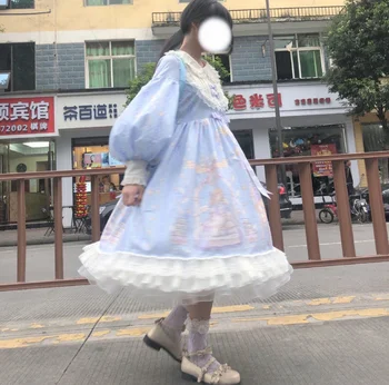 Mothybot Sladko Mašno Obleko Super Pravljice Študent Lolita Japonski Dolg Rokav Za Poroko Ženske Party2021