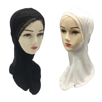 Mozaik Muslimanskih Žensk Šal Hijabs Islamske Kritje Vratu Prečni Pokrov Čipke Notranje Hidžab Lady Pokrivala
