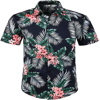 Moški Hawaiian Majica Poletni Sadni, Cvetlični Beach Kratek Rokav Priložnostne Luau Majica Vrhovi Plus Velikost S-2XL