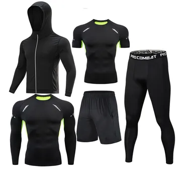 Moški Šport Stiskanje Športne Obleke Hitro Suhi Tek Določa Oblačila Za Šport Joggers Usposabljanje Telovadnici Fitnes Trenirke Teče