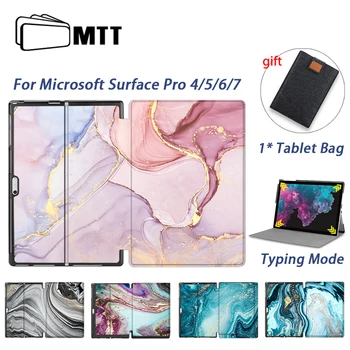 MTT Marmorja PU Usnjena torbica Za Microsoft Surface Pro 4 5 6 7 12.3 palčni Funda Krat Flip Stojalo Pokrov Zaščitni ovitek+Torba za Tablični računalnik