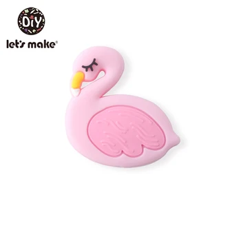 Naj 5pc Silikonski Mini Flamingo Teether BPA Free Silikonski Začetnih Kroglice Obrti DIY Nakit Kroglice Nego Otroka Teether