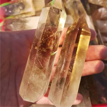Naravni kamni in minerali citrine quartz crystal palico točke rumena kvarčni kristali točke reiki healing Okrasni kamen
