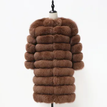 Naravni lisica krzno plašč resnično debele, vroče, pozimi dolgo jakno z outwear rokav lahko sprejmete meri