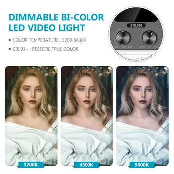 Neewer 660 LED Video Luč, Zatemniti Dvo-Barvne Fotografije Razsvetljave, Komplet z APP Inteligentni Nadzorni Sistem za YouTube Studio