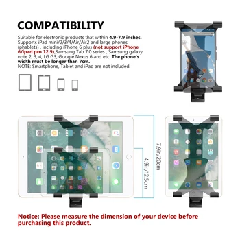 Neewer Tablet Stojalo, Adapter Tablet Clamp Nosilec, 4.9-7.9 cm Nastavljiv Združljivi z Apple iPad Zrak/Samsung Galaxy