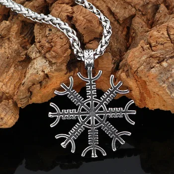 Nordijska viking odin simbol vegvisir amulet iz nerjavečega jekla, ogrlico, obesek