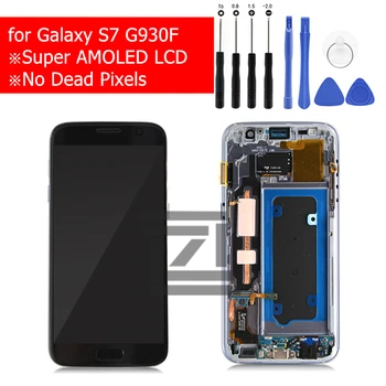 Nov za Samsung Galaxy S7 G930F LCD-Zaslon, Zaslon na Dotik, Računalnike z Okvirjem Zbora za Galaxy S7 G930F rezervnih Delov