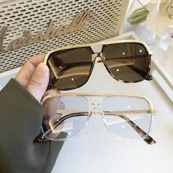 Nova Moda Prevelik Pilotni Sončna Očala Ženske Blagovne Znamke Oblikovalec Modne Letnik Kovinskih Kvadratnih Sončna Očala Moških Odtenki Oculos Feminino