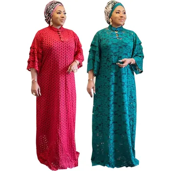 Nove Afriške Dashiki Čipke Dolgo Obleko Maxi 2021 Pomlad Jesen 3/4 Rokav Muslimanskih Modni Oblikovalec Haljo Abaya Obleke In Oblog