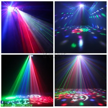 Novi DJ Disco Strobe Laser Vzorec Metulj 4IN1 LED Učinek Svetlobe Za KTV Družini Stranka Poroko Božič DMX512 Fazi Oprema