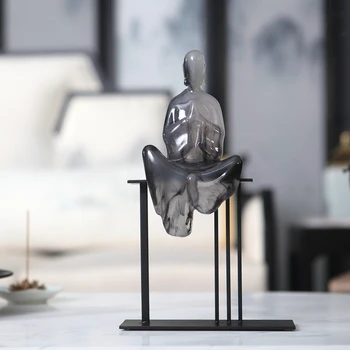 Novi Kitajski Zen Abstraktna Slika, Ki Je Sedel Na Črni Kovinski Okvir Figur Doma Soba Dekoracijo Oprema Umetnostne Obrti Menih Dekoracijo