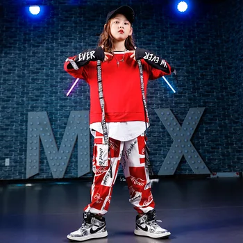 Novi Korejski Vrh Hlače Jazz Obleko Otrok Hiphop, Ples, Oblačila, Fantje, Dekleta, Hip Hop Kostume Otroci Street Dance Obleko