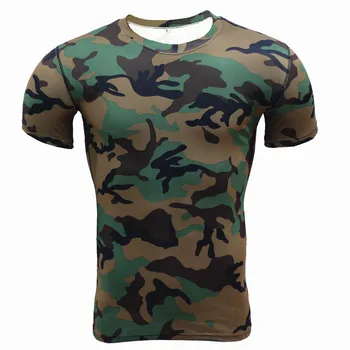 Novo 2017 Base Layer Prikrivanje T Shirt Fitnes Nogavice Quick Dry Camo T Majice, Vrhovi & Tees Usposabljanje Compression Majica