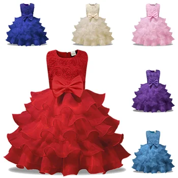 Novo Dekle Obleko Božič Elegantno Princesa Obleko Dekle Rose Obleko Poročno zabavo Obleko brez Rokavov Za 3 mesece - 8 let