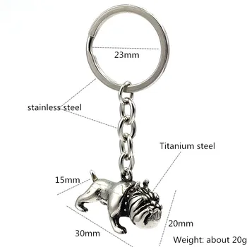 Novo osebnost živali pes iz nerjavečega jekla key ring verige 316L titana jekla obesek ključnih verige 3D nakit, pribor darilo