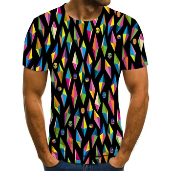 Novo psihedelični T-shirt moški 3D T-shirt dizzy tisk T-shirt črna majica kratek sleeved ulica moške casual poletnih vrh