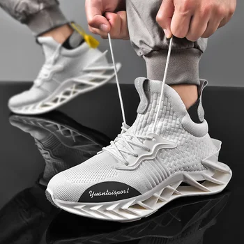 Oblikovanje Patenta Rezilo Čevlji za Moške Elastična Očesa Jogging Čevlji Visoke Kakovosti Oblazinjenje Superge Prostem Moški Footwear45 46