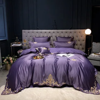 Odeja-Pokrov Luksuzni posteljnina določa Kraljica vezene posteljnina Čisto bombažno posteljno perilo set Posteljnine kraljica velikosti King size oprati svile