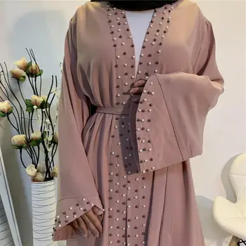 Odprite Abaya Dubaj Muslimanskih Moda Abayas za Ženske Hidžab Obleko Islamska Oblačila Caftan Marocain tam kaftan Kimono Ropa Musulmana Mujer