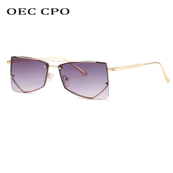 OEC CPO Rimless Kvadratnih ženska sončna Očala Za Moške Letnik Zlitine Gradient sončna Očala Ženska blagovna Znamka Modnih Odtenkih Sive in Roza UV400
