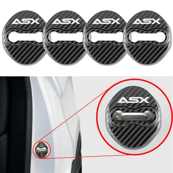 Ogljikovih vlaken vzorec Avto Zaklepanje Vrat Zaščitni Pokrov Primeru Za Mitsubishi Asx Avto Logotip 10 2017 Emblemi Auto Dodatki