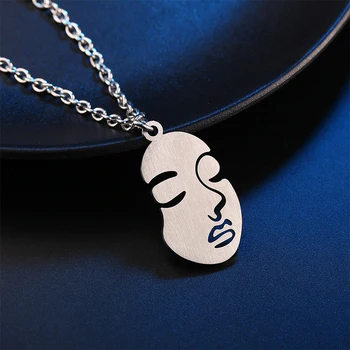 Ogrlica mens iz nerjavečega jekla hip hop modo človeški obraz Steampunk ogrlice Frosty lepoto obraza Dekle, obeski, nakit za vrat