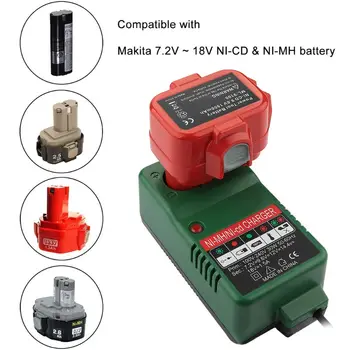 OOTDTY 7,2 V-18V Adapter za Polnilnik za Makita 7,2 V Za 9,6 V, 12 V 14.4 V 18V NI-MH baterije za polnjenje NI-CD