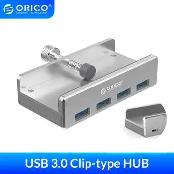 ORICO MH4PU Aluminija 4 Ports USB 3.0 Posnetka-type tocka Za Namizni Prenosni računalnik Posnetek Območju 10-32mm Z 100cm Datum Kabel - Srebrna