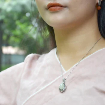 Original oblikovalec obrti čar vzorec edinstveno Ogrlico, Obesek, Kitajski retro slogu ogledalo polje ustvarjalne ženske srebrni nakit
