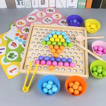Otroci Zgodnje Učenje Izobraževalni Montessori Barve Razvrščanje Lesenih Igrač Roke Možganov, Usposabljanje Posnetek Kroglice Matematiko Igrače, Igre Za Otroke
