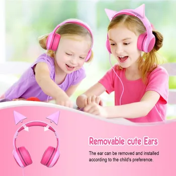 Otroci Zložljive Slušalke Nastavljiv Omejeno Glasnost Slušalke z Okrasnimi Ušes, Fantje, Dekleta, Otroci Žične Slušalke